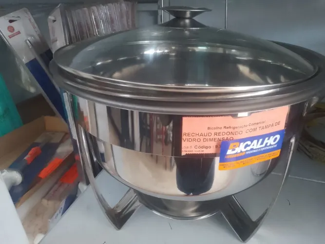 Rechaud Redondo com Tampa de Vidro 10 litros Novo