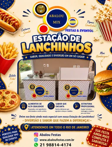 Estações de Lanches, Crepe no Palito, Cascata de Chocolate para Festas