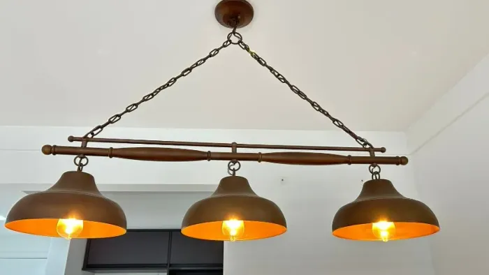Luminária Pendente Tripla Estilo Industrial - Ótimo Estado