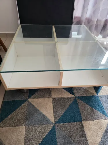 Mesa de centro sala de estar madeira e vidro seminova