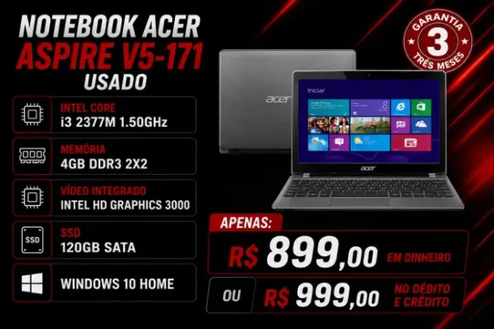 Acer Aspire V5 tela 11.6 Revisado e com Garantia