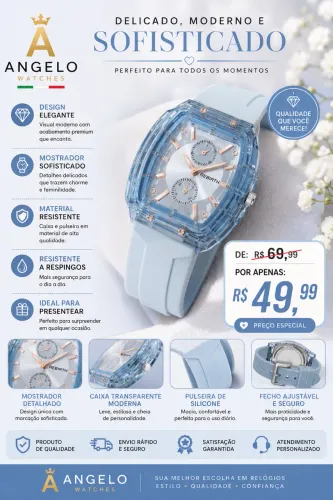 Relogio Femino Azul Bebe Deluxe.