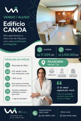 Apartamento para locação no CONDOMÍNIO EDIFÍCIO CANOA., PAJUÇARA, Maceió, AL