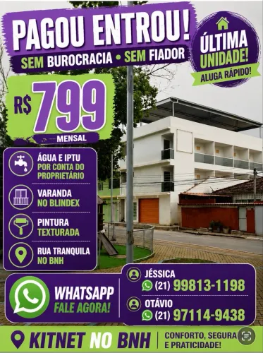 Kitnet pagou entrou sem burocracia
