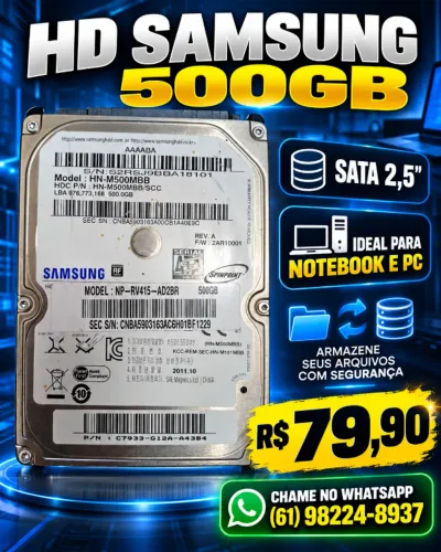 HD Samsung 500gb - Sata 2,5 - Notebook e PC