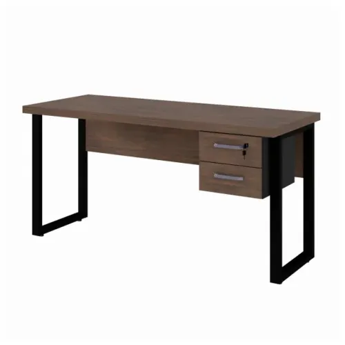 Mesa Escritório Pé Quadro 1,50x0,60 com Gavetas Marsala Preto Robustez Total 25473 Premium
