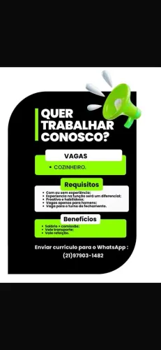 Vaga de emprego /praia de Botafogo cozinha