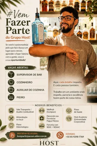 VAGAS: COZINHEIRO, AUX. DE COZINHA, PIEIRO, SUPERVISOR DE BAR