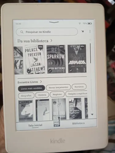 Kindle Paperwhite 7 Branco, cabo, 310 luvros