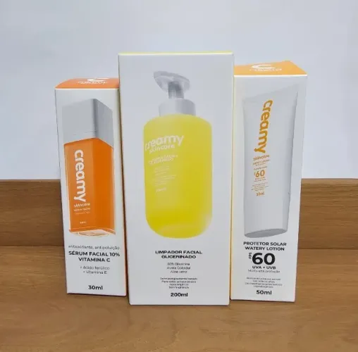 Kit CREAMY Anti-Aging 30+ Diurno - Limpador Glicerinado + Vitamina C + Protetor Solar