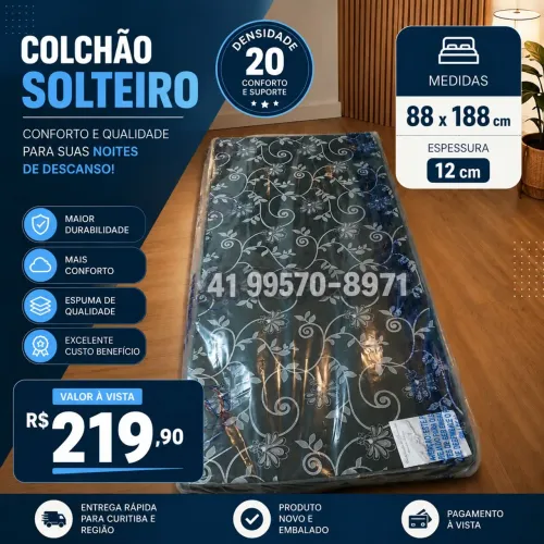 Colchão Solteiro D20 88x188 espessura 12cm