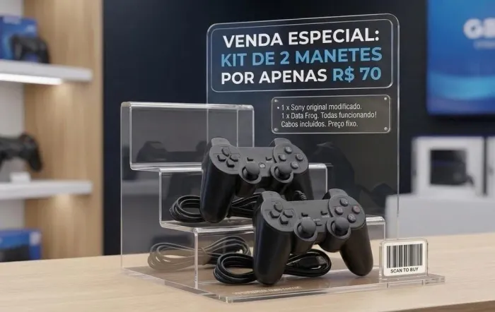 Kit Com 2 Controles De Ps3 (sony + Data Frog) Com Cabo - Funcionando