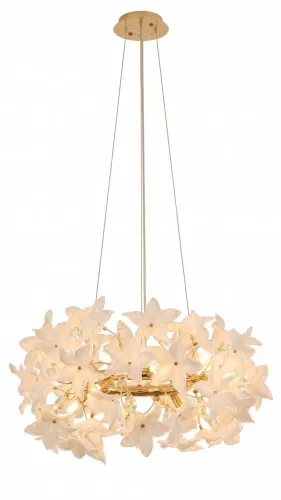 Lustre Pendente Orgânico Floral 7 Vidro Dourado G9 Bivolt