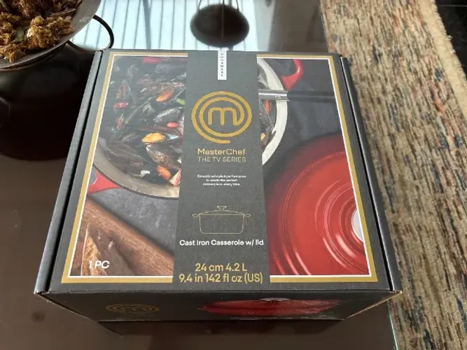 Panela Caçarola de Ferro com Tampa 24cm Masterchef Vermelha