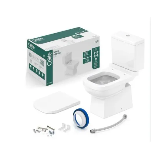 Bacia com Caixa + acoplada + assento +kit instalação ELITE CELITE Branca