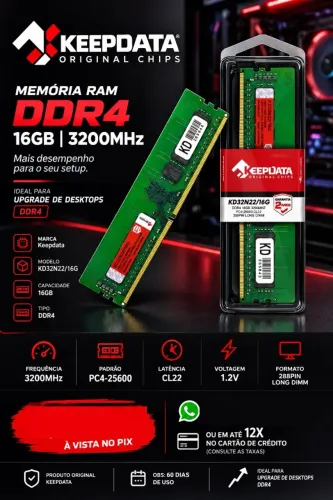 Memória Ram Ddr4 16gb 3200mhz Keepdata Kd32n22/16