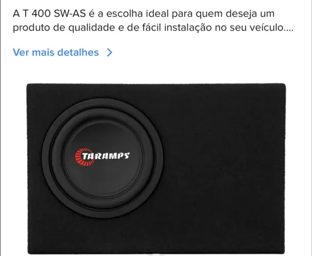 Subwoofer Slim Taramps AT 400 SW-AS Ativo - Grave Potente Compacto