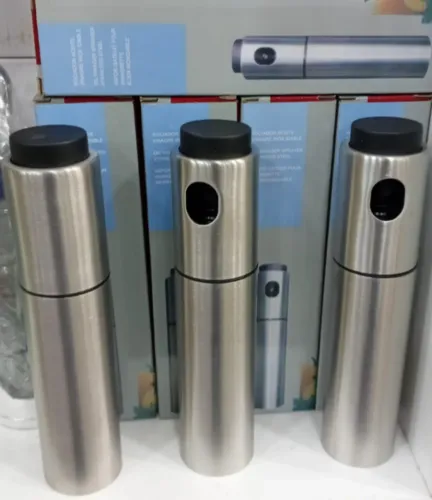 Porta Azeite De Oliva Vinagre Óleo Spray Borrifador Em Vidro E Aço Inox