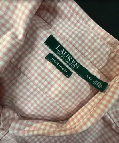 camisa feminina lauren ralph lauren original xadrez /gingham rosa e branca xxl