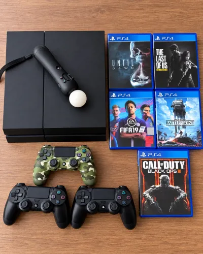 PS4 COMPLETO + 3 CONTROLES + 5 JOGOS + PS MOVE