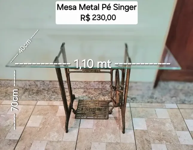 Mesa de Vidro com Pe de Ferro
