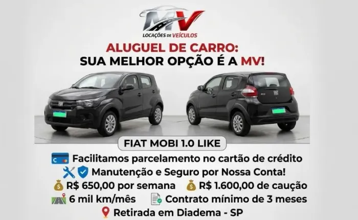 Locação de veículo para APPS