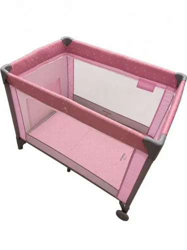 Berço Portátil Cercadinho Infantil Rosa com Colchonete Dobrável - Marca Voyage