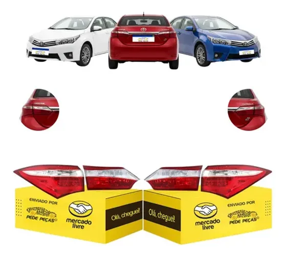 Kit Lanternas Canto Tampa Corolla 2015 2016 2017 C/led Par Ambos Lados Cristal