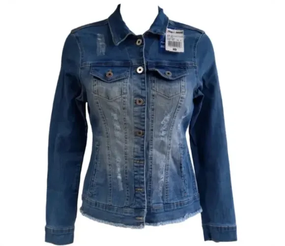 Jaqueta Jeans Feminina Black Jeans Tam. P adolescente- Nova Destroyed