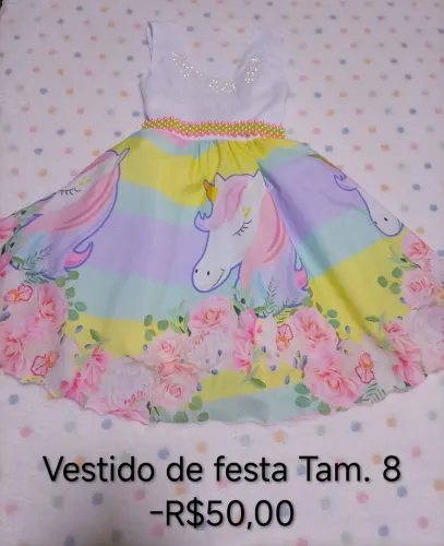 Lindo vestido de festa infantil Unicórnio Tam. 8
