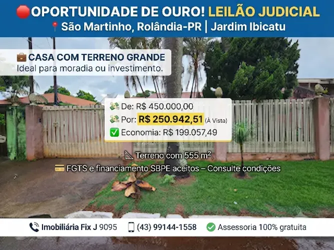 Imóvel com bom aproveitamento ? Casa no Sao Martinho, Rolandia - PR, N. SN QD 18, 2 quarto