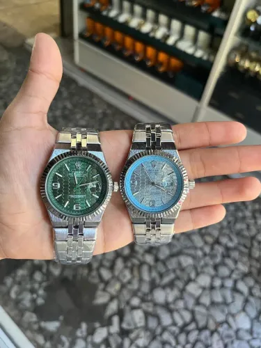Relógio Rolex 1 linha caixa de aço, pulseira de aço e vidro de cristal mineral