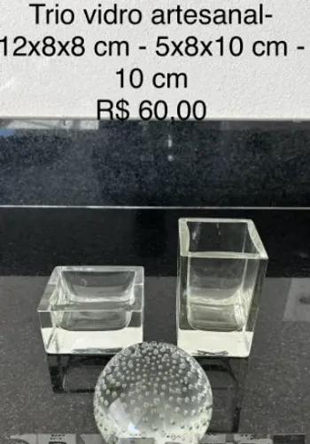 Trio em vidro artesanal decoração