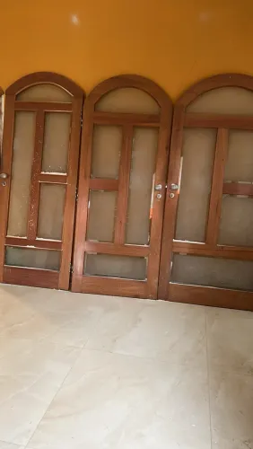 Portas de madeira de cedro com vidro jateado