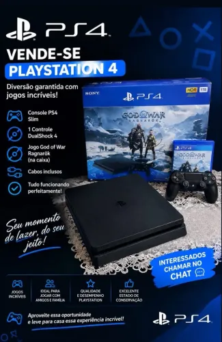 Playstation 4 slim 1tb +controle original+god of War ragnarock