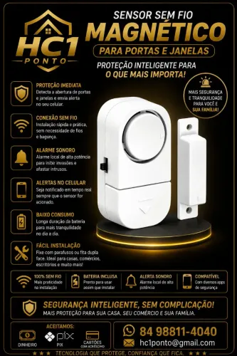 Alarme magnético para portas e janelas