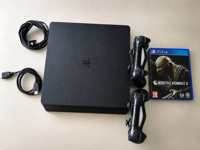Ps4 PlayStation 4 slim 2 manetes originais 5 jogos 