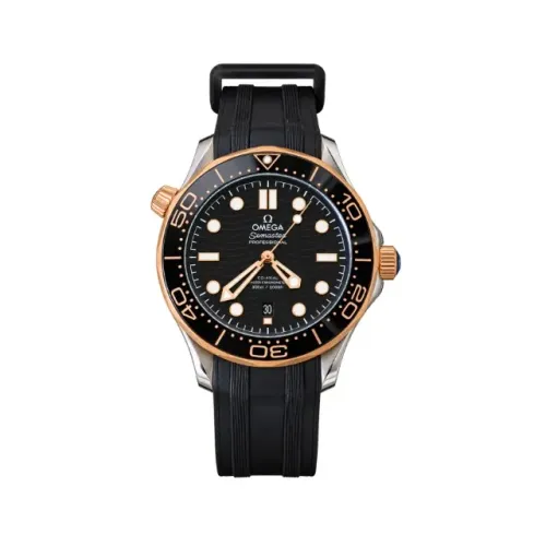 Relógio Omega Seamaster Automático 42mm Borracha Preta Rosé Prem AAA+