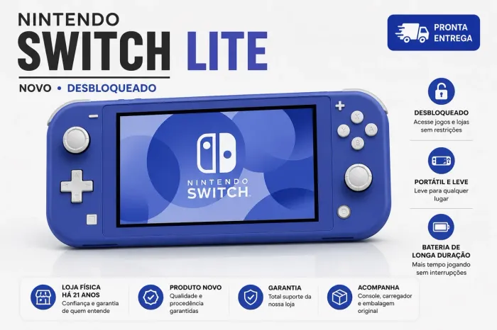 Nintendo Switch Lite Novo Desbloqueado | Pronta Entrega | Loja Física