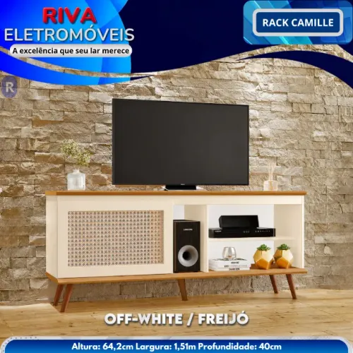 Rack Camille Off-White/Freijó | sem entrada | 10x no crediário próprio da loja