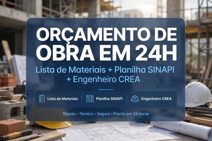 Orçamento de Obra 24h - Engenheiro CREA - Atendo SP Inteiro