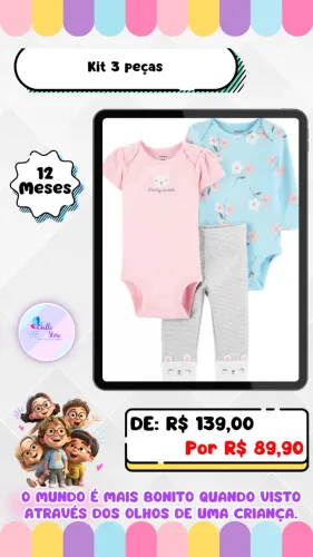 Trio Carters Menina 12 Meses (Body e Calça)
