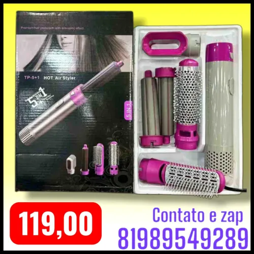 Escova Secadora e Modeladora 5 em 1