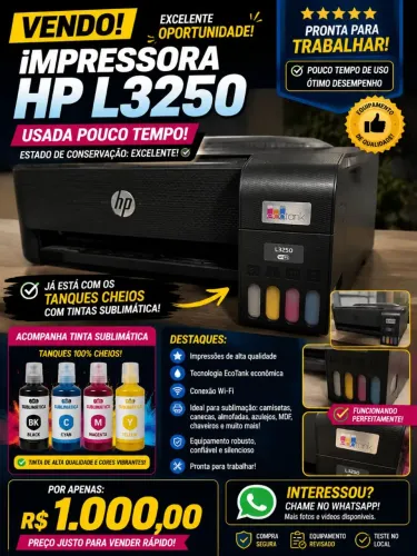 IMPRESSORA HPL3250 com tinta sublimatica