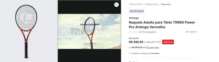 Raquete de Tênis Artengo TR990 Pro - Potência e Custo-Benefício - Grip L3 - Bem conservada