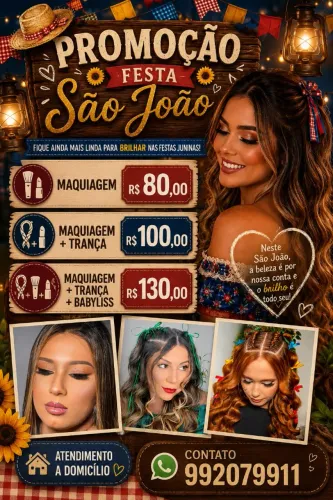 (vendo) Maquiagem e penteado são João