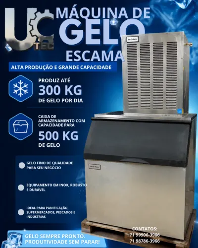Máquina de Gelo Ice-O-Matic 300 kg dia, reservatório 500 kg