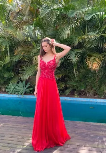 Vestido de Festa Vermelho Longo - Tamanho M | R$ 890