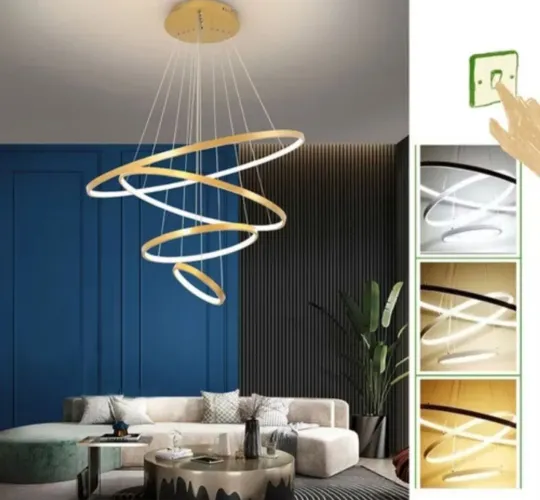 Lustre LED moderno 4 Anéis