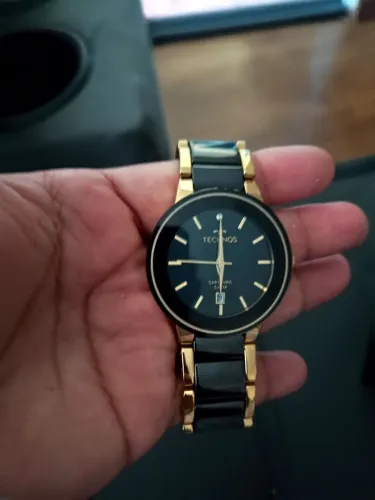 Relógio Technos Feminino Dourado Pulseira Aço Com Cerâmica Dourado